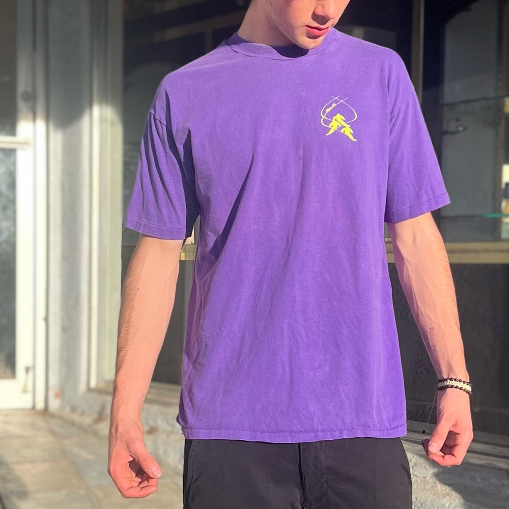 Vintage 1991 Aspen A’s Ski Team XL Purple Crew Neck T-Shirt – 100% Cotton